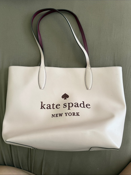 kate spade Handbags - kate spade Pink Tote with Burgundy Logo and Straps